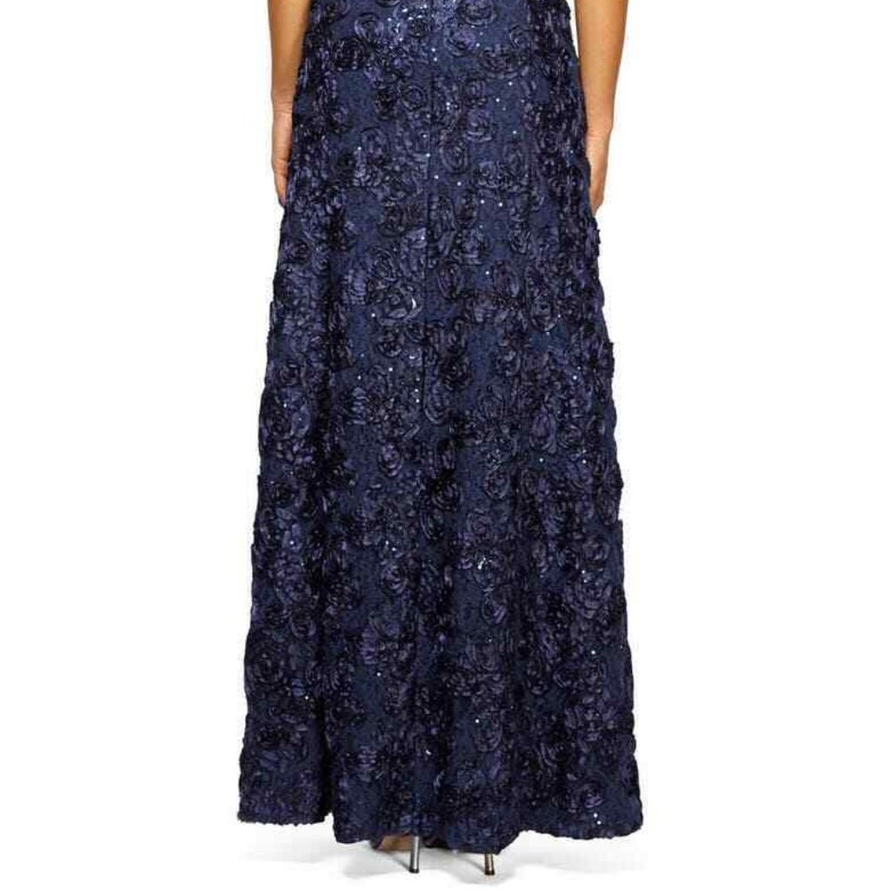 Alex Evenings Navy Blue Floral Sequin Embellished Maxi Dress - Picture 4 of 4